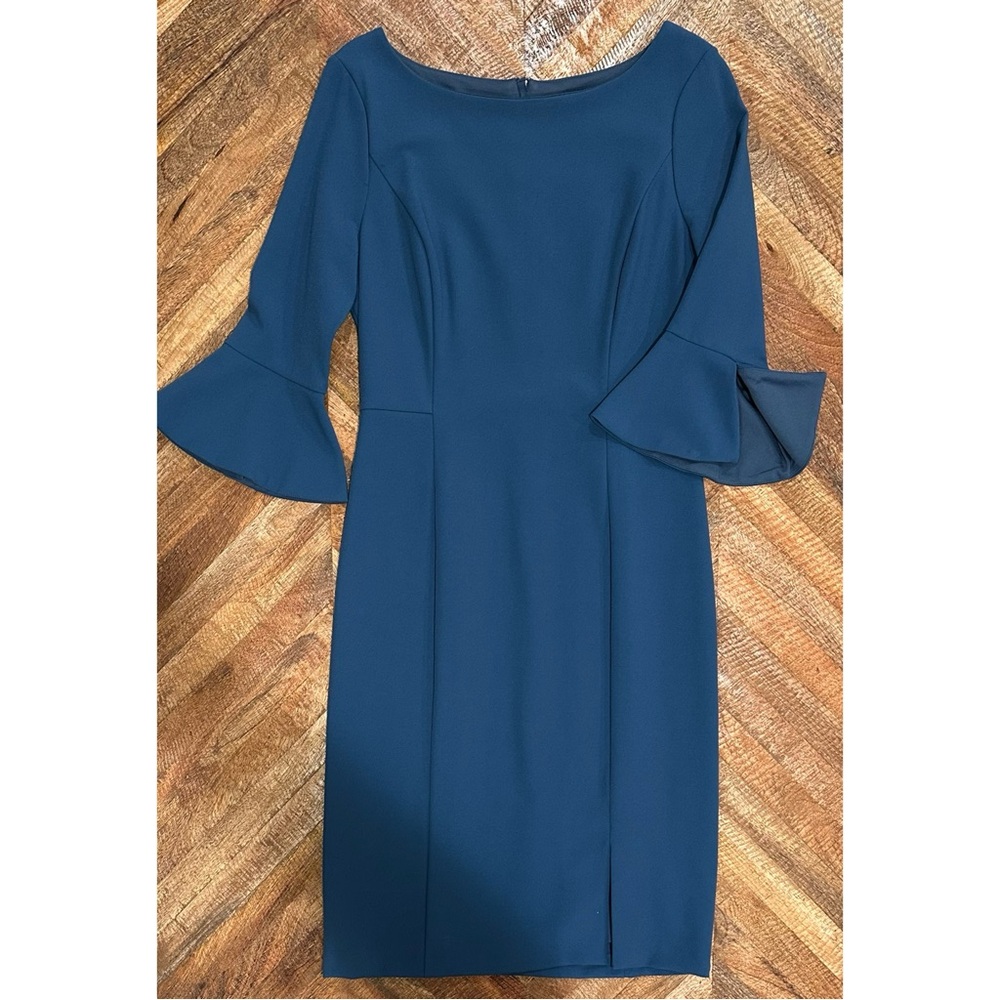 White House | Black Market : Blue Sheath Dress w/ Bell Sleeves